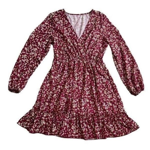SHEIN Red Floral Dress Dress size L - Picture 1 of 6